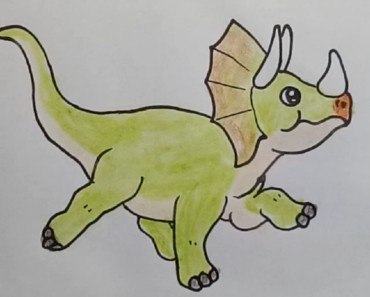 How to draw a triceratops dinosaur cute and easy | Cartoon triceratops drawing