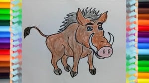 How to draw a wild boar cartoon step by step
