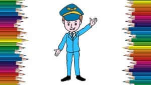 How to draw a pilot easy step by step - Easy drawing for kids