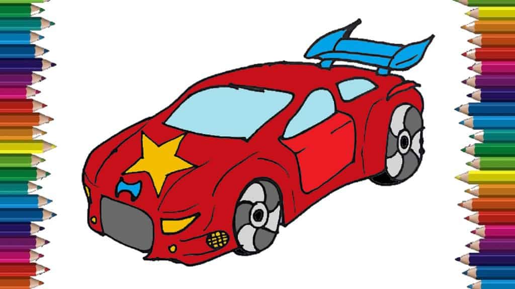 How to draw a race car step by step easy - Car drawing and coloring for kids