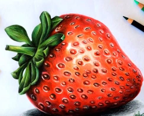 How to draw a strawberry easy step by step - Fruits drawing