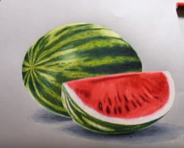How to draw a watermelon easy step by step | Fruit drawing