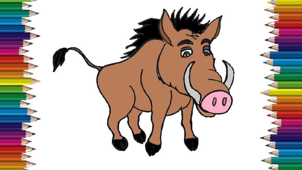 How to draw a wild boar cartoon and easy - Easy animals to draw for kids