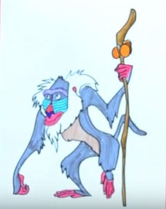 How to draw rafiki from the lion king 