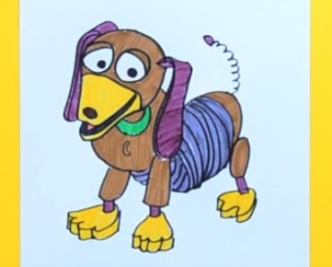 How to draw slinky dog from Toy Story – cartoon drawings