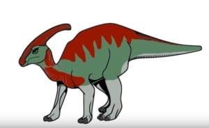 how to draw a parasaurolophus dinosaur step by step