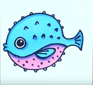 How to Draw a Puffer Fish step by step easy