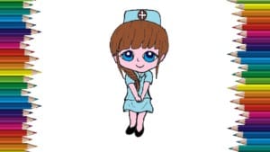 How to draw a cartoon nurse cute and easy step by step
