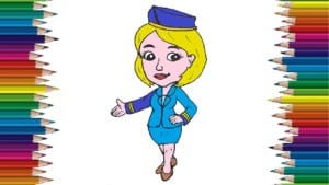 How to draw a flight attendant step by step - Easy drawing so cute