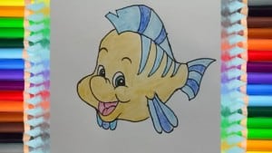 How to draw flounder from the little mermaid step by step