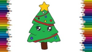 How to Draw a Christmas Tree cute and easy 2018 - Easy drawings for kids