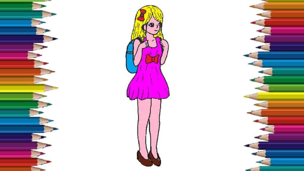 How to draw a school girl cute and easy step by step for beginners and everyone