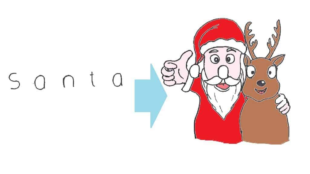 SANTA CLAUS drawing | How To Turn Words SANTA Into A Cartoon SANTA CLAUS