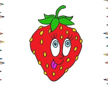 How to draw a Strawberry cute and easy step by step – Fruits drawing and coloring