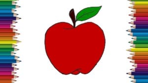 How to draw an apple step by step - Apple drawing and coloring