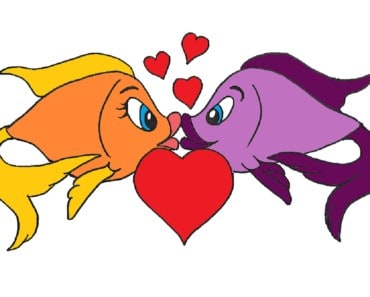How to draw a cartoon fish cute and easy – Fish in love and kiss drawing