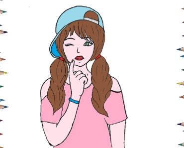 How to Draw Cute Girls with Strapback Cap | Anime girl drawing easy