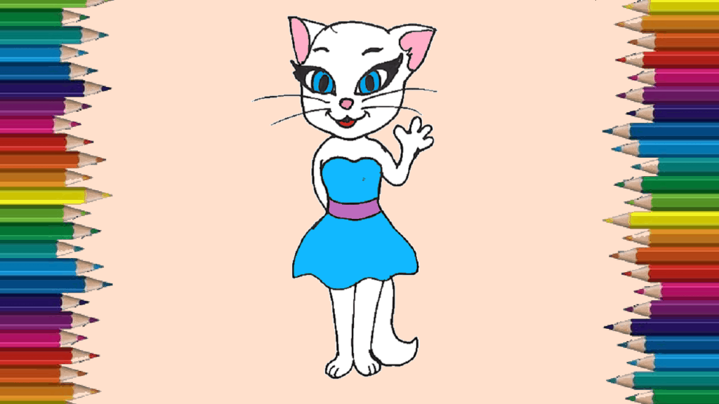 How to draw Talking Angela step by step - Talking Angela drawing easy