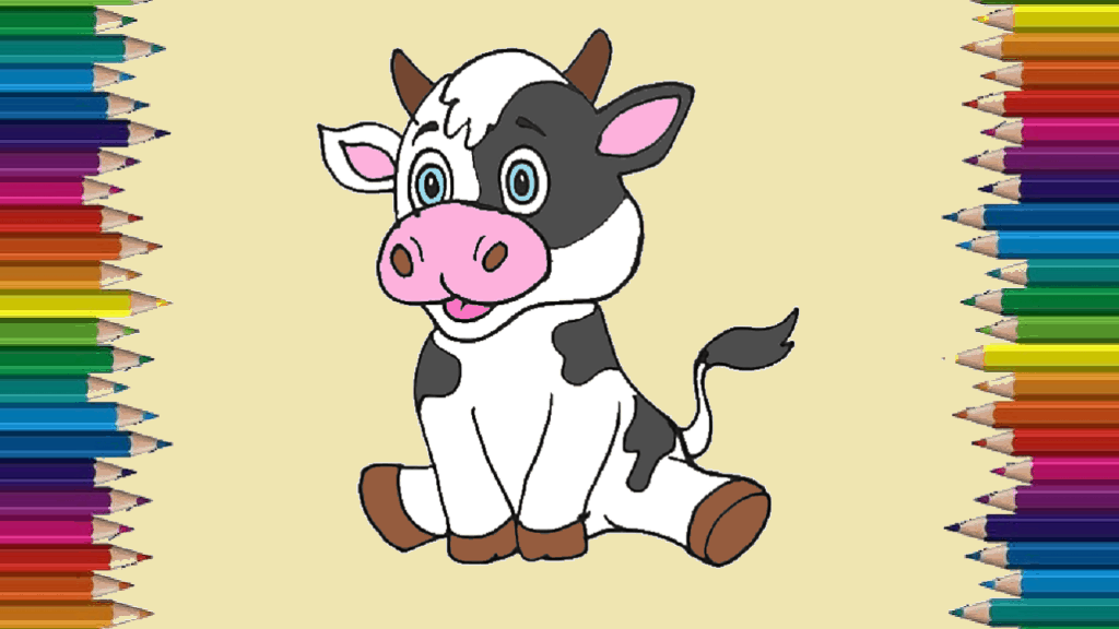 How to draw a cute cow cute and easy - Baby cow drawing step by step