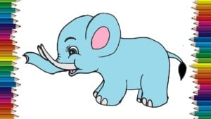 How to draw a baby elephant step by step - Cartoon elephant drawing easy