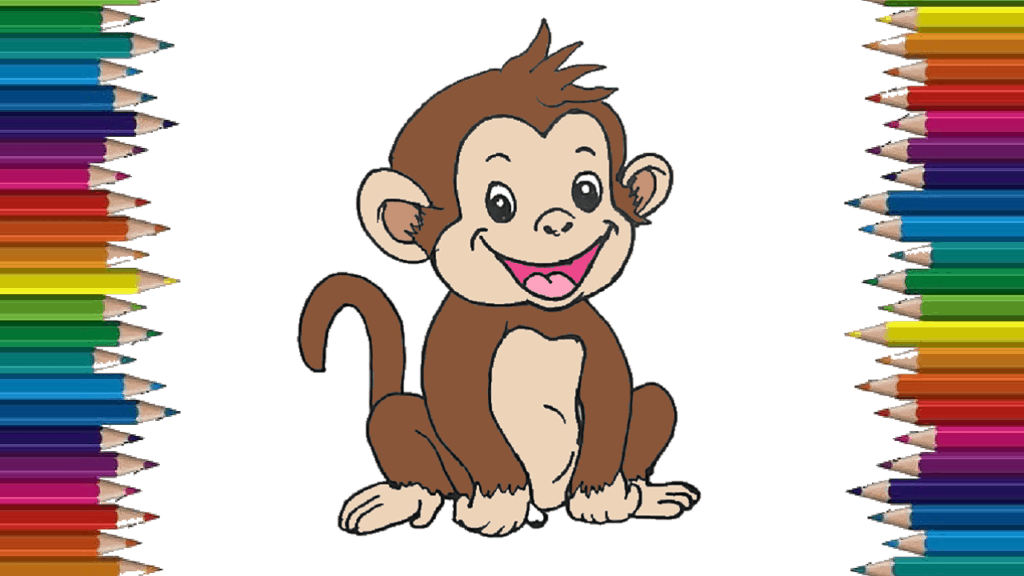 How to draw a baby monkey cute and easy - Cartoon monkey drawing step by step