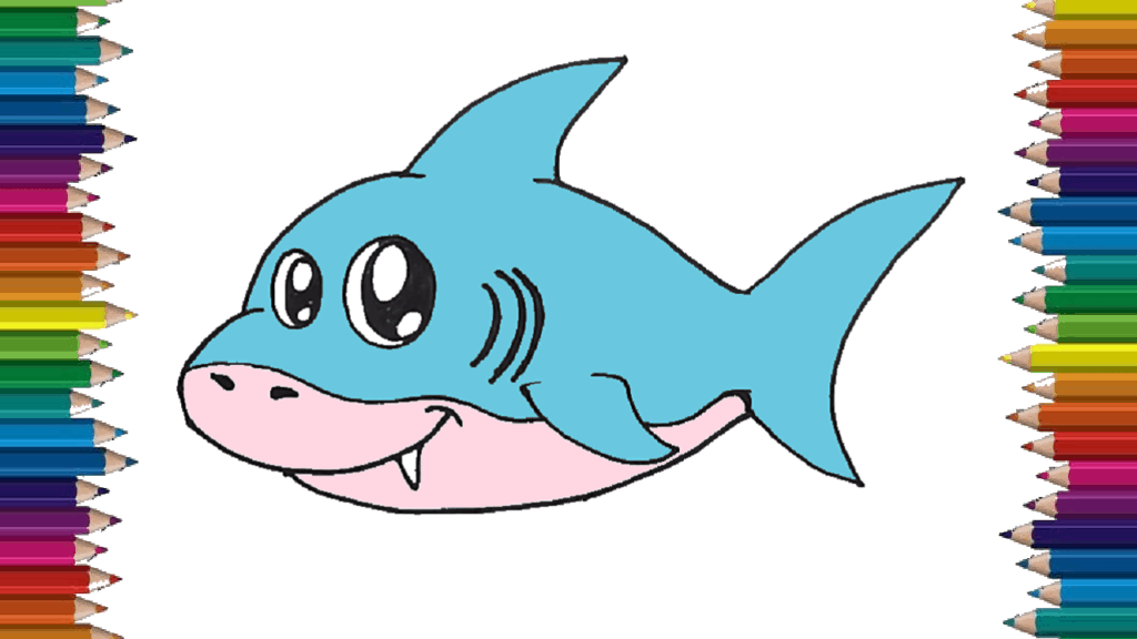 How to draw a baby shark step by step - Cute shark drawing easy