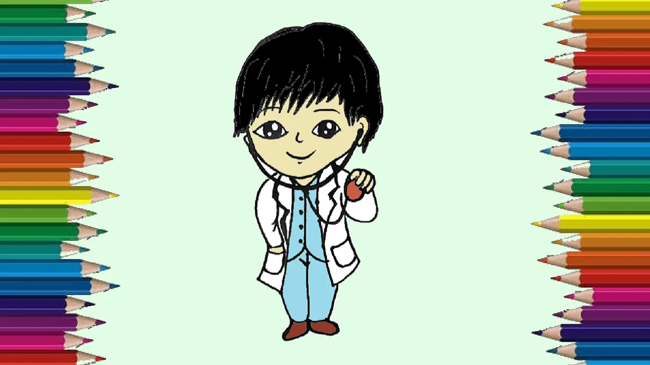 How to draw a cute Doctor step by step - Cartoon Doctor drawing easy