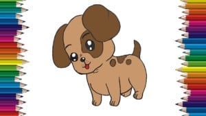 How to draw a cute baby dog step by step - Cartoon dog drawing easy