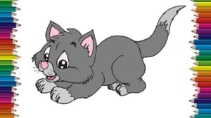How to draw a cute kitten step by step - Cartoon kitten drawing easy