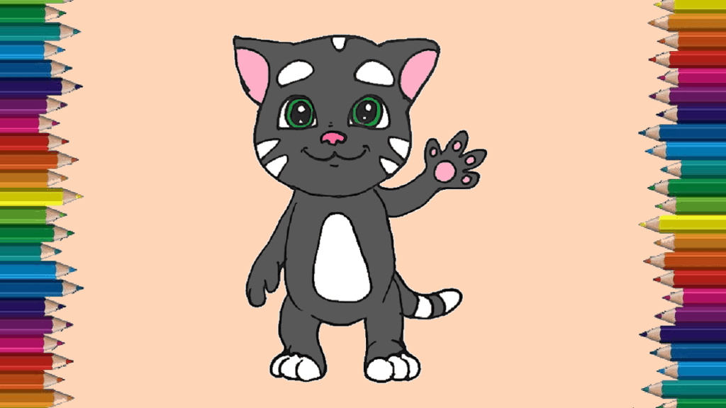 How to draw tom step by step - Talking tom gold run drawing easy