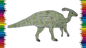 Dinosaurs drawing and coloring - How to draw a parasaurolophus step y step