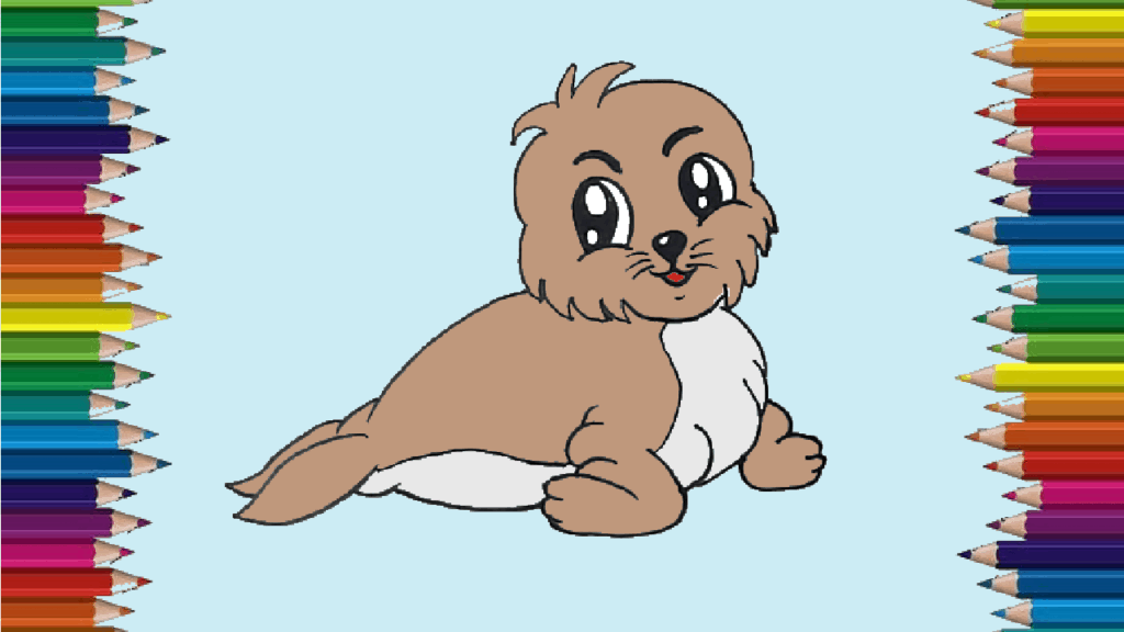 How to draw a baby seal cute and easy - Seal cartoon drawing step by step
