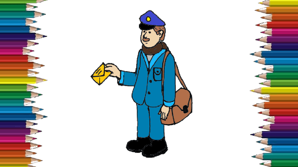How to draw a postman step by step