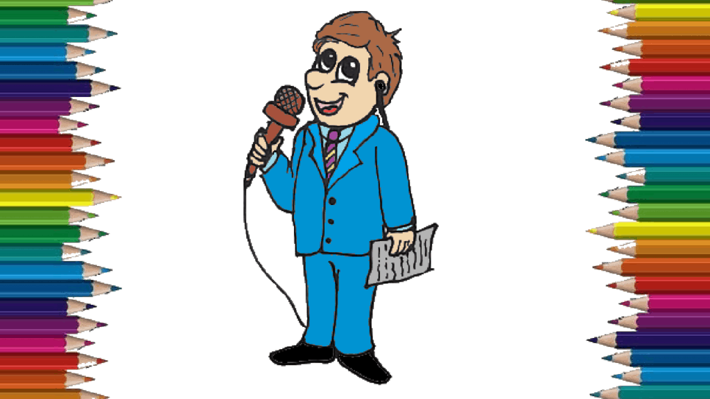 How to draw a reporter cute and easy - Cartoon reporter drawing step by step