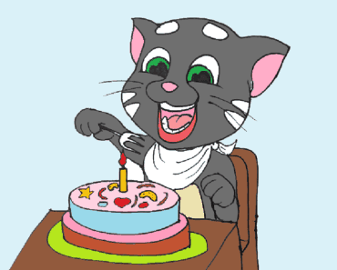 Talking tom and birthday cake drawing and coloring – Cartoon Drawing for children