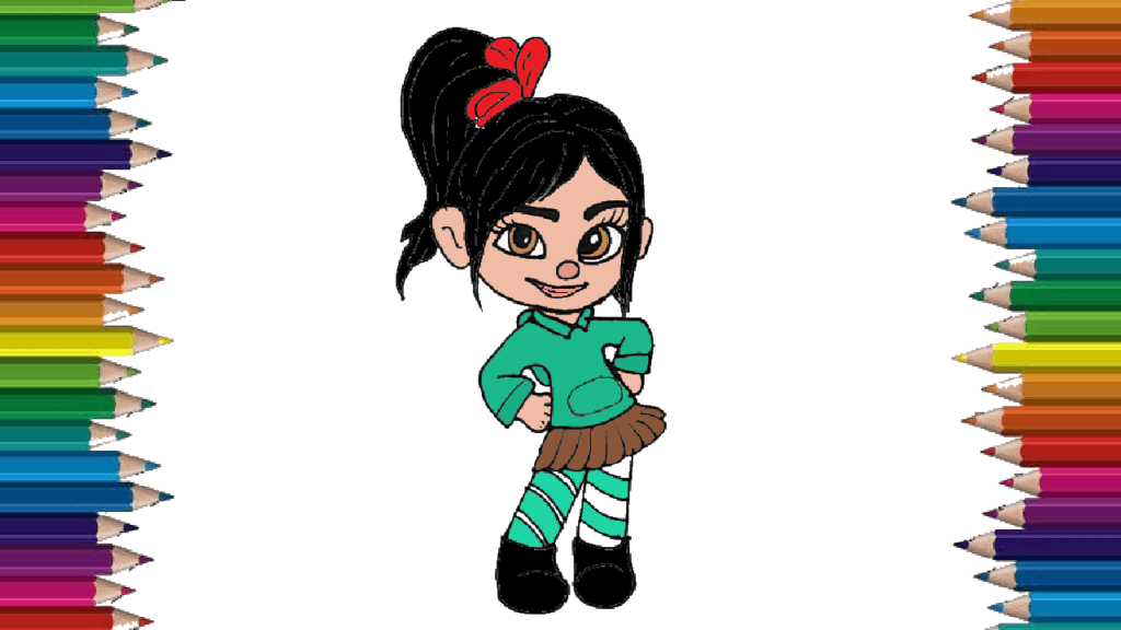 How to draw Vanellope von Schweetz from Wreck It Ralph step by step