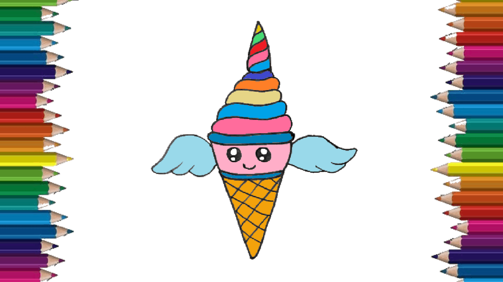 How to draw a UNICORNIO ice cream cute and easy – Ice cream drawing step by step
