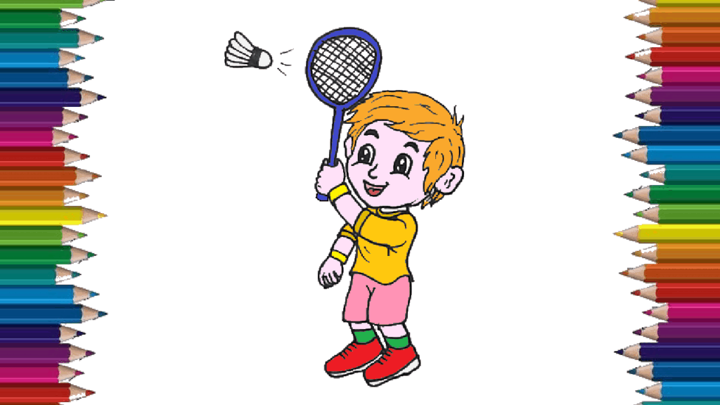 How to draw a badminton cute and easy – Cartoon badminton drawing step by step for beginners