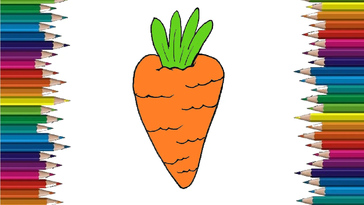 How to draw a carrot for kids - Carrot drawing and coloring