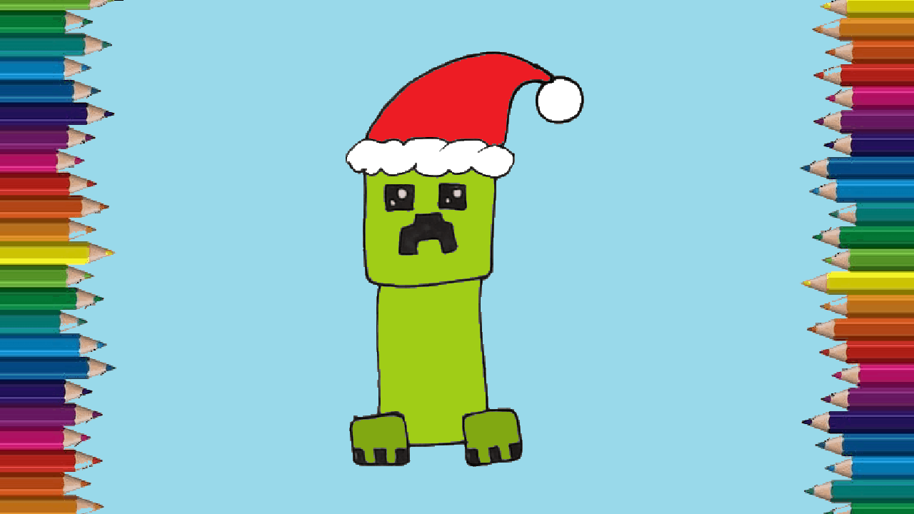 How to draw a creeper from minecraft ( Christmas ) step by step