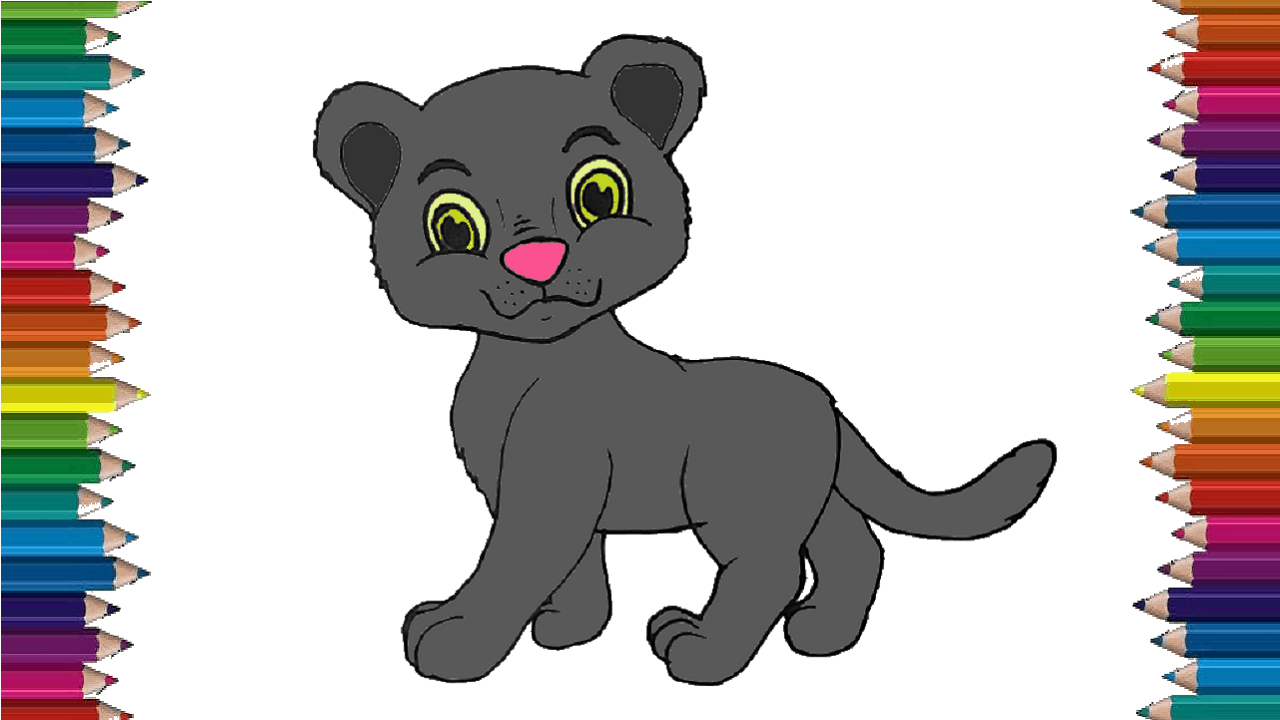 How to draw a cute Panther step by step Cartoon Black panther drawing