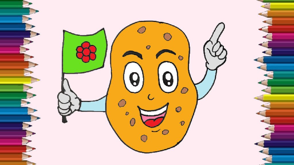 How to draw a cute Tomato for kids - Cartoon tomato drawing and coloring for kids