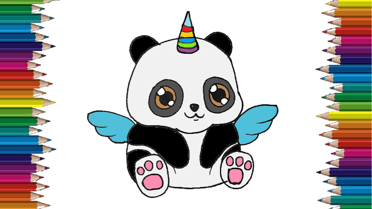 How To Draw A Cute Panda Emoji Unicorn Cartoon Panda Drawing