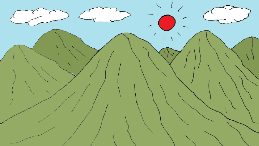 How to draw a landscape, kids drawing,mountains