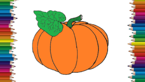 How to draw a pumpkin easy - Pumpkin drawing and coloring for kids