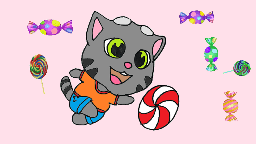 Talking tom candy run drawing and coloring