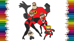 The incredibles 2 cartoon drawing and coloring pages For Children
