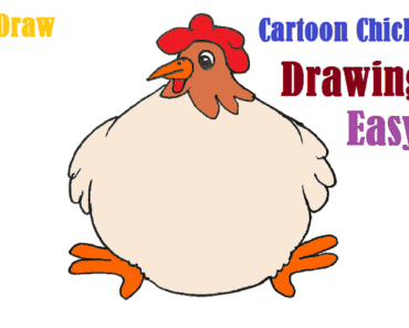 Cartoon Chicken drawing and coloring for Beginners