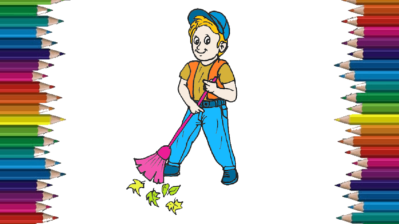 How to draw a Workers sweeper cute and easy for beginners