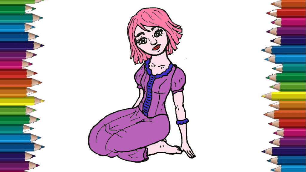 Drawing wiff waffles step by step – Girl drawing easy for beginners